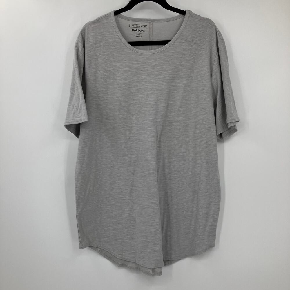 Carbon Gray Basic Longer Length Lightweight Crew Neck Short Sleeve Tee T Shirt